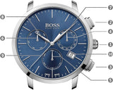 Hugo Boss Associate Blue Dial Silver Steel Strap Watch for Men - 1513269