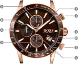 Hugo Boss Rafale Chronograph Brown Dial Brown Leather Strap Watch For Men - 1513392