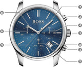 Hugo Boss Commander Blue Dial Silver Steel Strap Watch for Men - 1513434