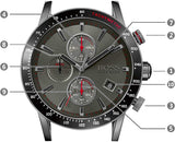 Hugo Boss Rafale Chronograph Grey Dial Grey Leather Strap Watch For Men - 1513445