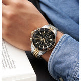 Hugo Boss Admiral Chronograph Black Dial Two Tone Steel Strap Watch for Men - 1513908
