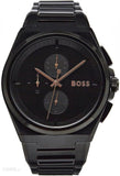 Hugo Boss Steer Analog Black Dial  Black Steel Strap Watch For Men - 1514068