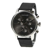 Calvin Klein City Chronograph Black Dial Black Leather Strap Watch for Men - K2G271C3