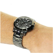 Fossil Grant Chronograph Black Dial Black Steel Strap Watch for Men - FS4832