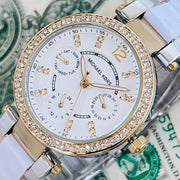 Michael Kors Parker White Dial Two Tone Steel Strap Watch for Women - MK6055