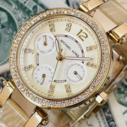 Michael Kors Parker Gold DIal Gold Steel Strap Watch for Women - MK5842