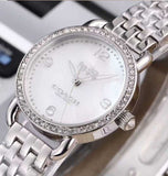 Coach Delancey Mother of Pearl Dial Silver Steel Strap Watch for Women - 14502477