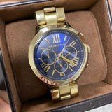 Michael Kors Bradshaw Chronograph Blue Dial Gold Steel Strap Watch For Women - MK5923