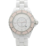 Chanel J12 Quartz Diamonds Pink Dial White Steel Strap Watch for Women - J12 H5513