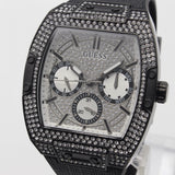 Guess Phoenix Multifunction Crystals Silver Dial Black Steel Strap Watch For Men - GW0094G3