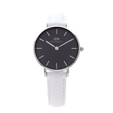 Daniel Wellington Classic Petite Bondi Black Dial White Leather Strap Watch for Women - DW00100286