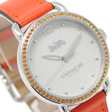 Coach Delancey White Dial Orange Leather Strap Watch for Women - 14502880