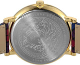 Versace V-Circle The Clans Edition Black Dial Red & Blue Leather Strap Watch for Women - VEBQ00218