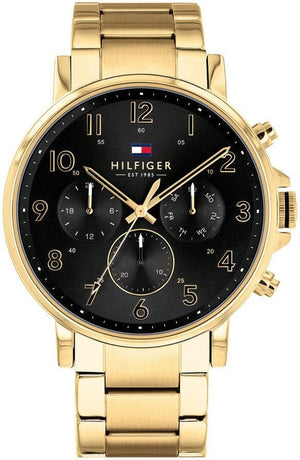 Tommy Hilfiger Daniel Chronograph Black Dial Gold Steel Strap Watch For Men - 1791978