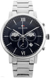 Tommy Hilfiger Evan Chronograph Blue Dial Silver Steel Strap Watch For Men - 1710409