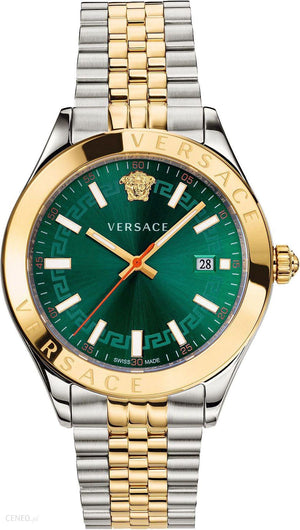 Versace Hellenyium Quartz Green Dial Two Tone Steel Strap Watch For Men - VEVI00620