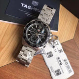 Tag Heuer Formula 1 Chronograph Black Dial Silver Steel Strap Watch untuk Pria - CAZ101H.BA0842