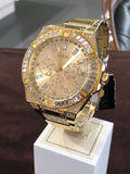 Guess Zeus Diamonds Gold Dial Gold Steel Strap Watch for Men - GW0209G2