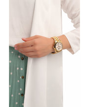 Michael Kors Bradshaw Chronograph White Dial Gold Steel Strap Watch For Women - MK6266