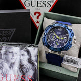 Guess Genesis Multi Function Analog Blue Dial Blue Rubber Strap Watch For Men - W1254G1