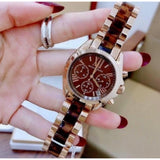 Michael Kors Bradshaw Chronograph Brown Dial Two Tone Steel Strap Watch For Women - MK5944