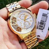 Fossil Skeleton Chronograph Gold Dial Gold Steel Strap Watch for Men -  ME1137