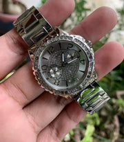 Guess Sassy Multifunction Quartz Silver Dial Silver Steel Strap Watch For Women - W0705L1