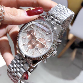 Michael Kors Lexington Chronograph Silver Dial Silver Steel Strap