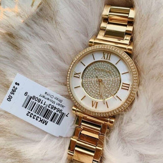 Michael Kors Catlin Mother of Pearl Dial Gold Steel Strap Watch for Women