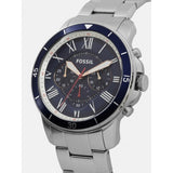 Fossil Grant Sport Chronograph Blue Dial Silver Steel Strap Watch for Men - FS5238