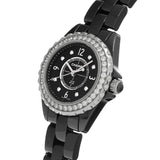 Chanel J12 Diamonds Ceramic Black Dial Black Steel Strap Watch for Women - J12 H2571