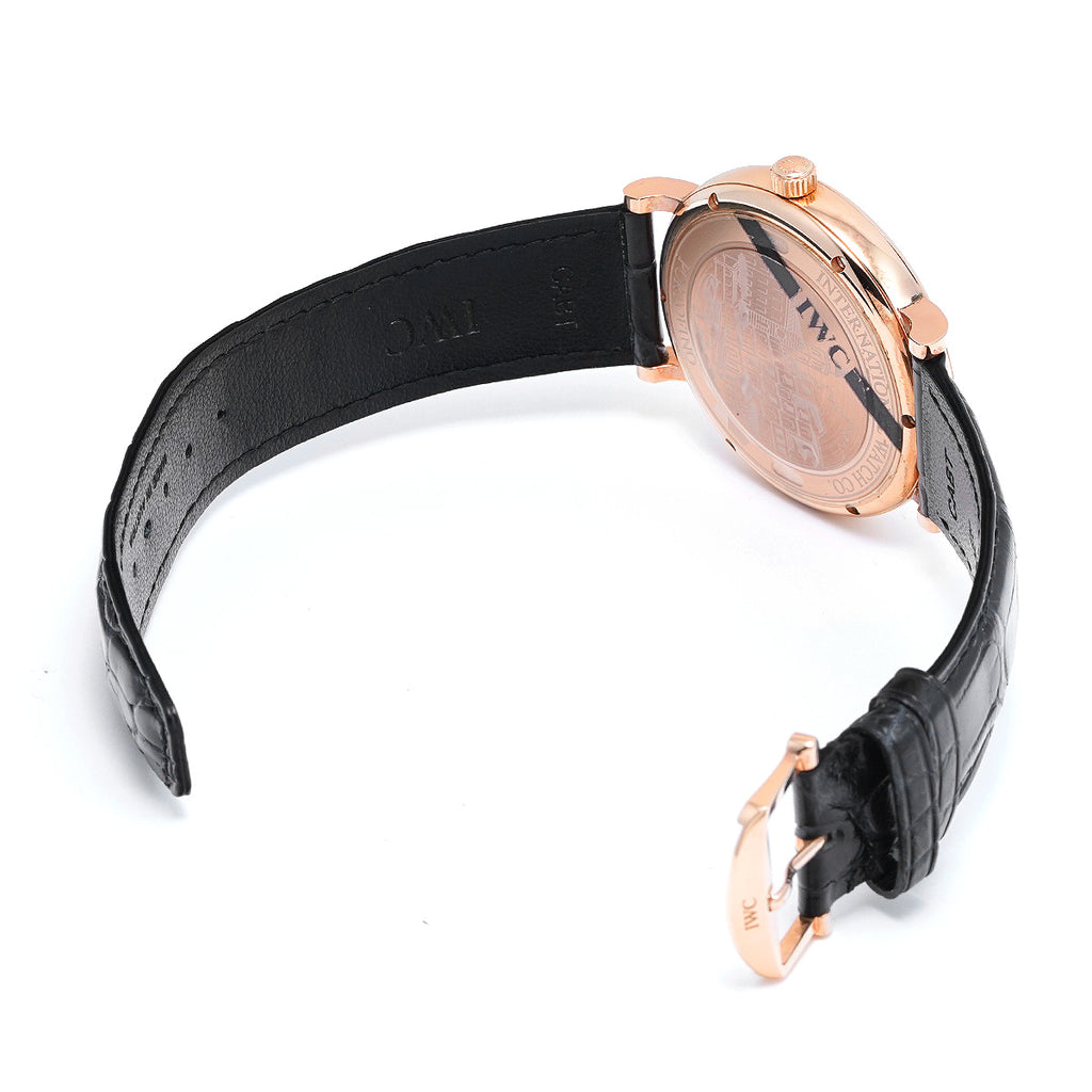 IWC Portofino Automatic Blue Dial Black Leather Strap Watch for Men
