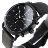 Fossil Commuter Black Dial Black Leather Strap Watch for for Men - FS5504