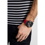 Guess Legacy Black Dial Red Silicone Strap Watch for Men - W1049G6