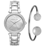 Michael Kors Parker Mother of Pearl Silver Steel Strap Watch for Women - MK6424