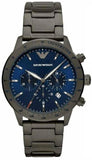 Emporio Armani Mario Chronograph Blue Dial Grey Steel Strap Watch For Men - AR80045