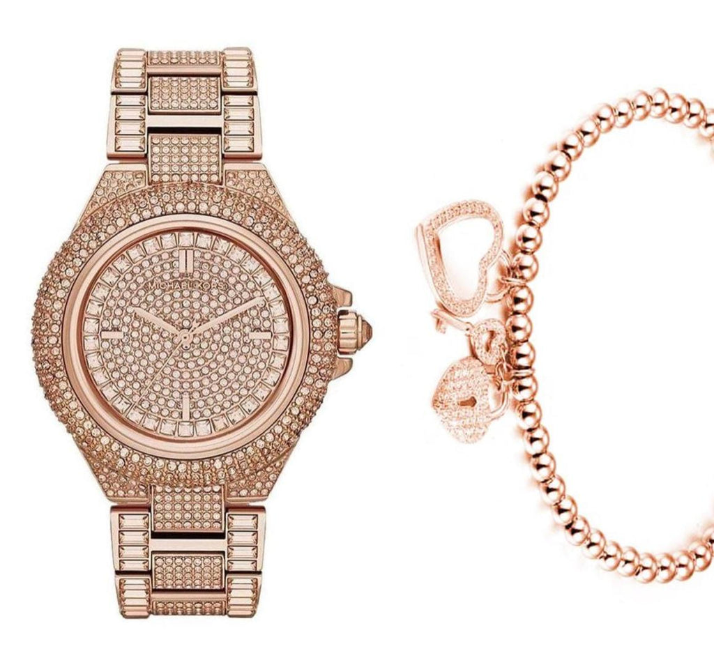 Michael Kors Camille Crystal Rose Gold Dial Rose Gold Steel Strap