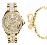Michael Kors Wren Gold Diamonds Dial Two Tone Steel Strap Watch for Women - MK6157