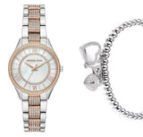 Michael Kors Lauryn Quartz Mother of Pearl White Dial Two Tone Steel Strap Watch For Women - MK4366