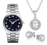 Michael Kors Channing Midnight Blue Dial Silver Steel Strap Watch for Women - MK6113