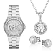 Michael Kors Lennox Quartz Silver Dial Silver Steel Strap Watch For Women - MK7234
