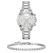 Hugo Boss Novia Chronograph Silver Dial Silver Steel Strap Watch for Women - 1502616