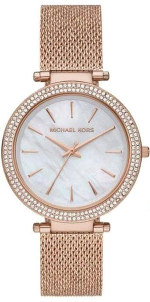 Michael Kors Darci Quartz Mother of Pearl White Dial Rose Gold Mesh Bracelet Watch For Women - MK4519