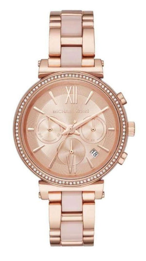 Michael Kors Sofie Chronograph Rose Gold Dial Rose Gold Steel Strap Watch For Women - MK6560