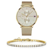 Tommy Hilfiger Jenna Quartz White Dial Gold Mesh Bracelet Watch For Women - 1781943