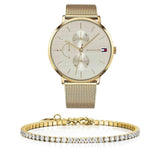 Tommy Hilfiger Jenna Quartz White Dial Gold Mesh Bracelet Watch For Women - 1781943