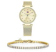 Tommy Hilfiger Lynn Quartz Gold Dial Gold Mesh Bracelet Watch For Women - 1781864