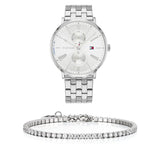 Tommy Hilfiger Jenna Quartz White Dial Silver Steel Strap Watch for Women - 1782068