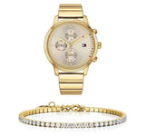 Tommy Hilfiger Blake White Dial Gold Steel Strap Watch for Women - 1781905