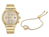 Tommy Hilfiger Blake White Dial Gold Steel Strap Watch for Women - 1781905